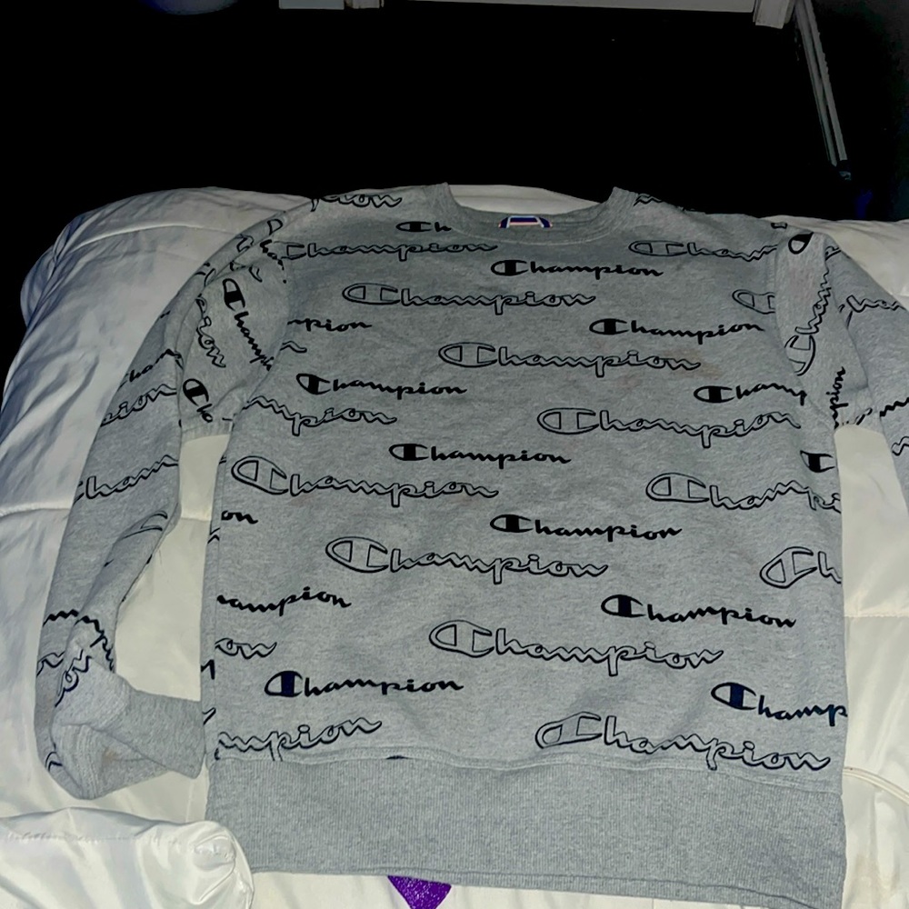 champion gray and black crew neck